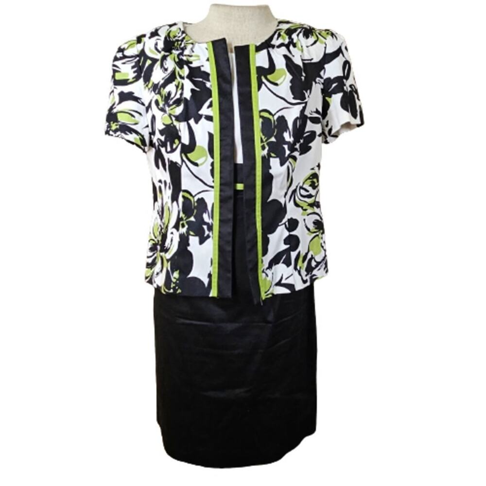 Black and Green Sleeveless Jacket Dress Size 8